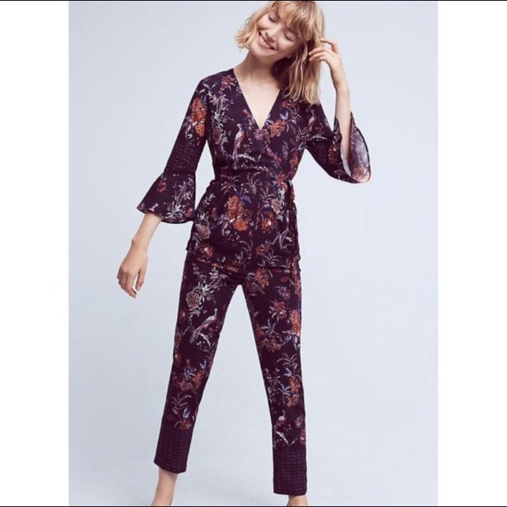 Anthropologie Maeve Espoir Floral Bird Jumpsuit 6